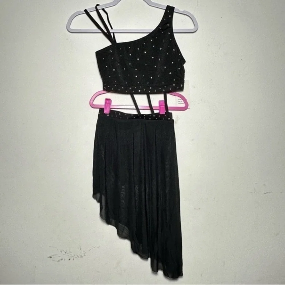 CM Double Platinum Girls Harmony Asymmetrical Dress Black dance dancewear